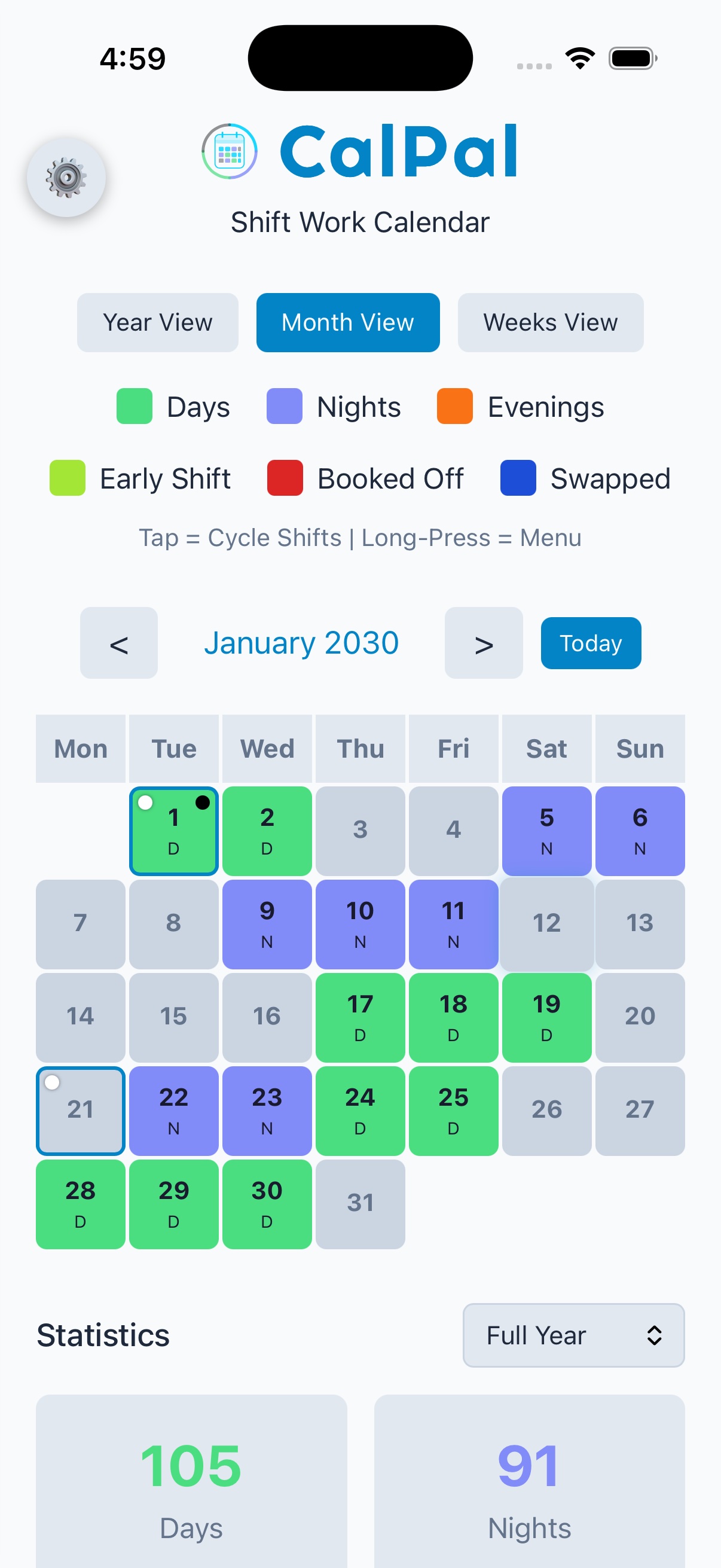 Statistics & Hours - Daylight Theme
